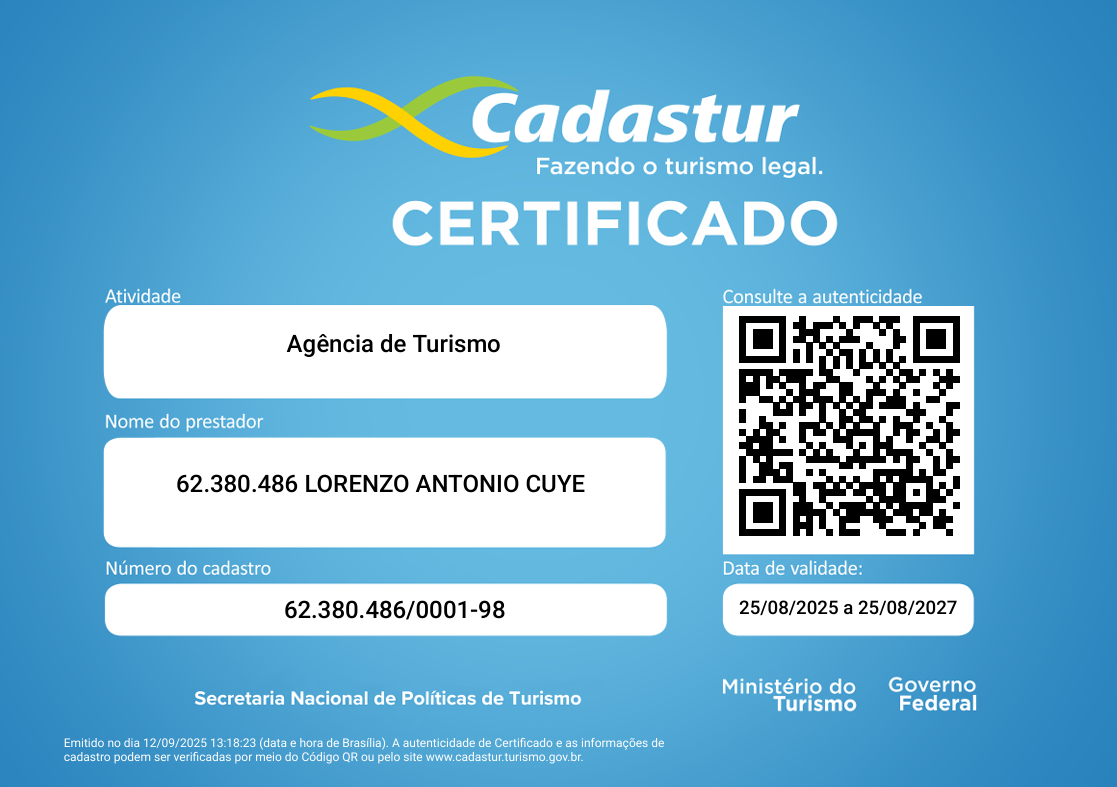 Registro Cadastur – Ministerio de Turismo de Brasil